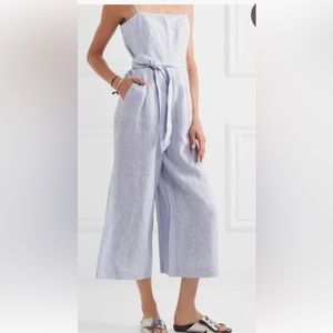Banana Republic Blue and White striped Linen Jumpsuit